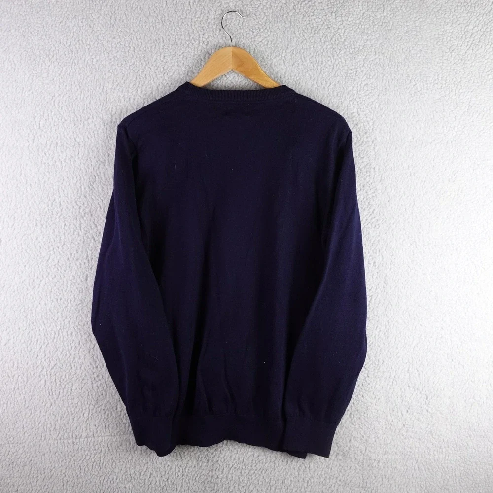 LL Bean Mens Navy Blue Cotton Cashmere Crewneck Sweater Large‎